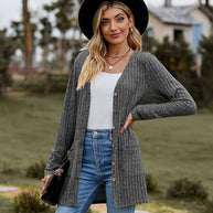 WW Warmer Gerippter Baumwolle Strickcardigan Für Damen | Perfekt Für Lässige Tage