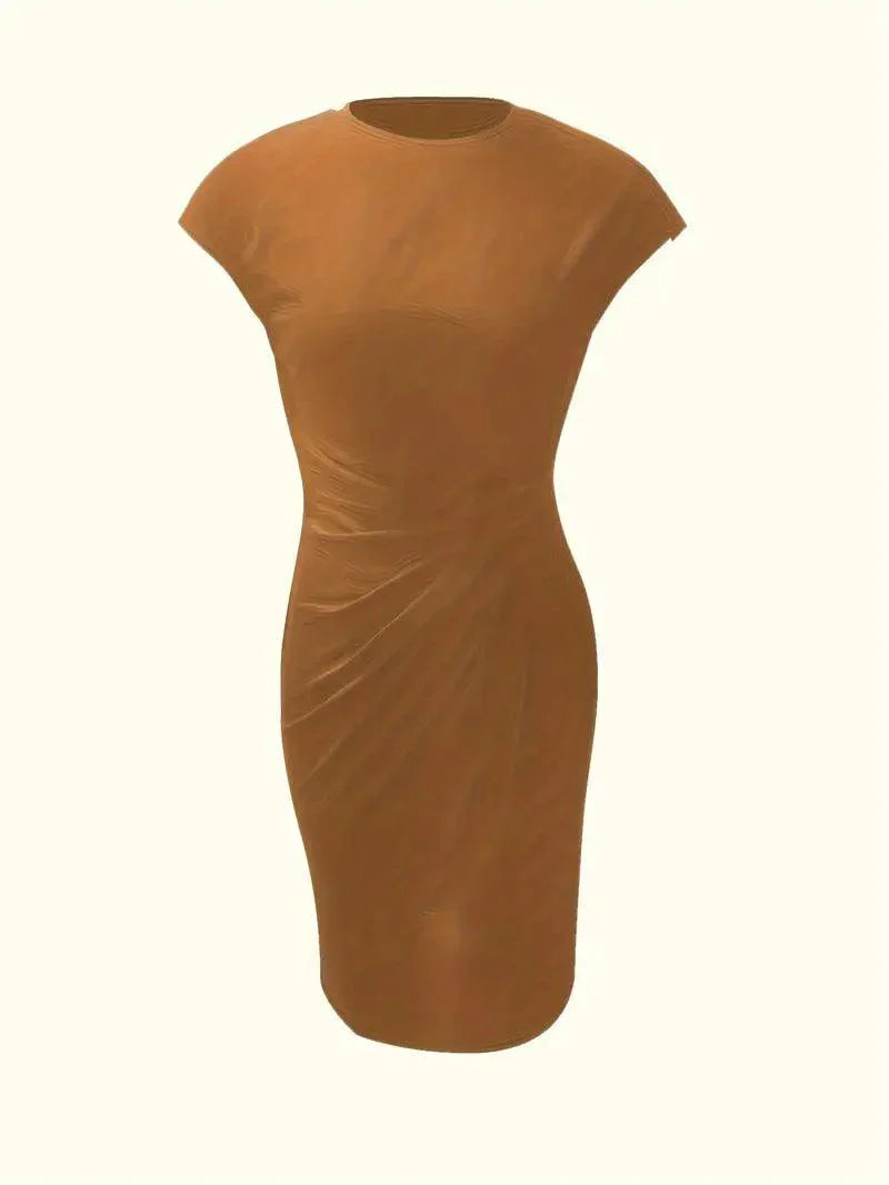WW | Stilvolles Schmales Kleid Mit Rundhalsausschnitt