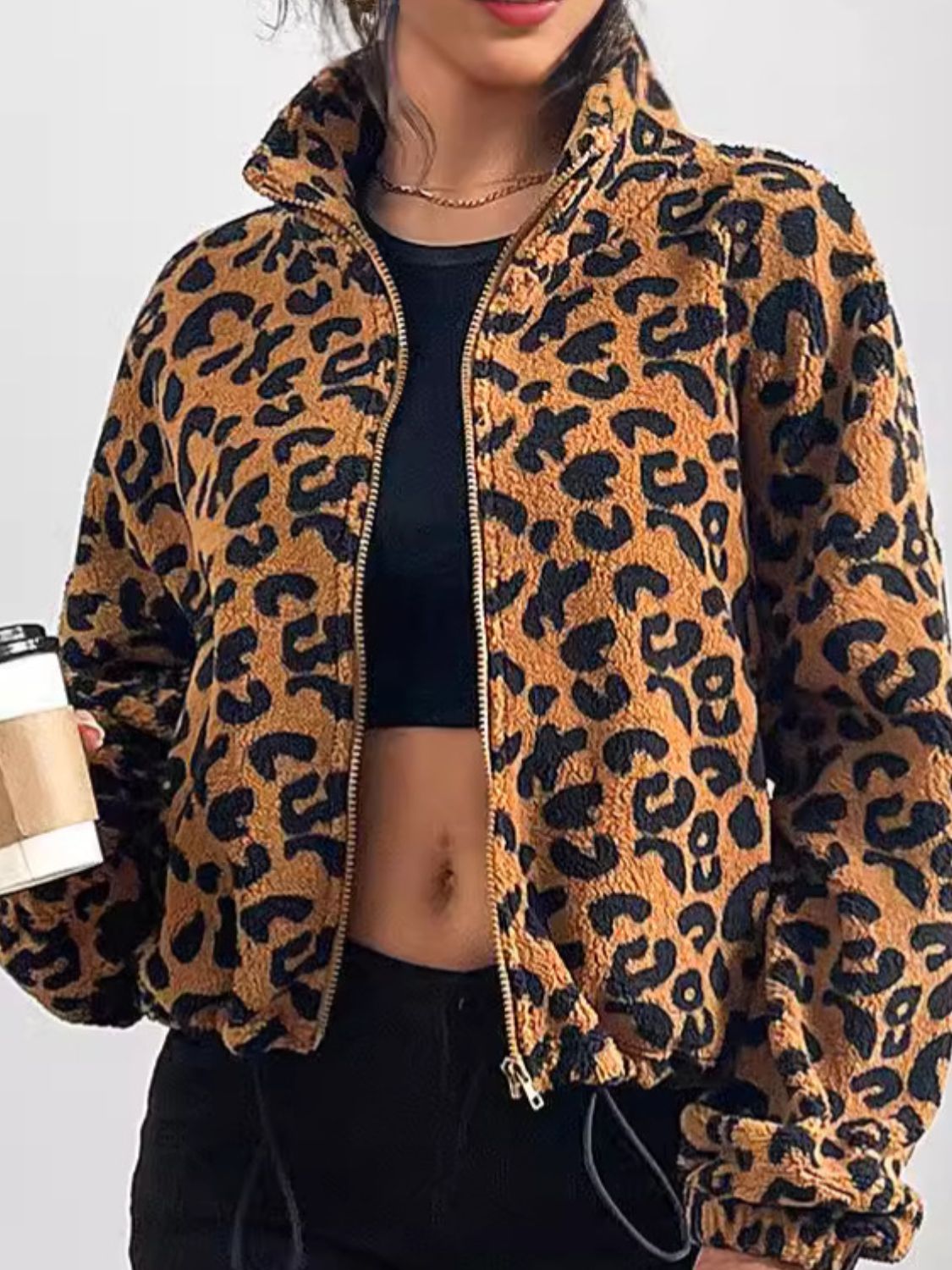 WW | Schicke Herbst Leopard Zip-Up Jacke für Frauen