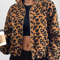 WW | Schicke Herbst Leopard Zip-Up Jacke für Frauen