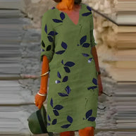 WW | Wunderschönes Blätterdruck-Sommerkleid für Frauen