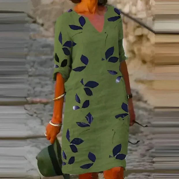 WW | Wunderschönes Blätterdruck-Sommerkleid für Frauen