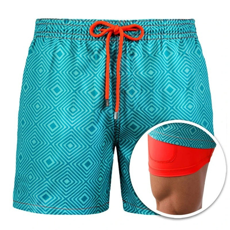 WW | Bedruckte Herren Badeshorts Mit Doppelter Schicht Für Den Sommer