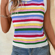 WW | Gestreifter, eng anliegender Strickpullunder Für Frauen