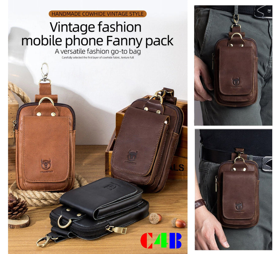WW | Hochwertige Leder 7 Zoll Telefon Geschenk Gürtel Tasche