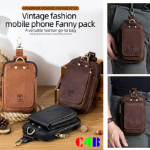 WW | Hochwertige Leder 7 Zoll Telefon Geschenk Gürtel Tasche