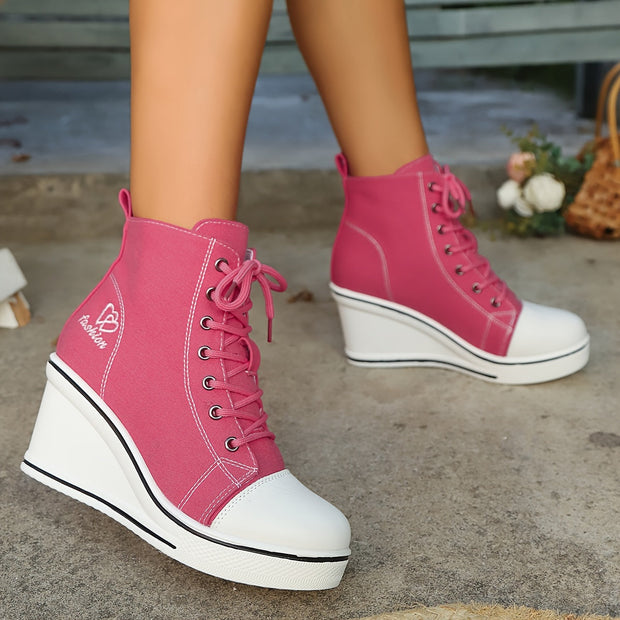 WW | Einfache Canvas Stiefeletten Mit Liebesmotiv