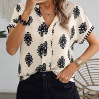 WW | Kurzärmlige Elegante Bluse mit Druck