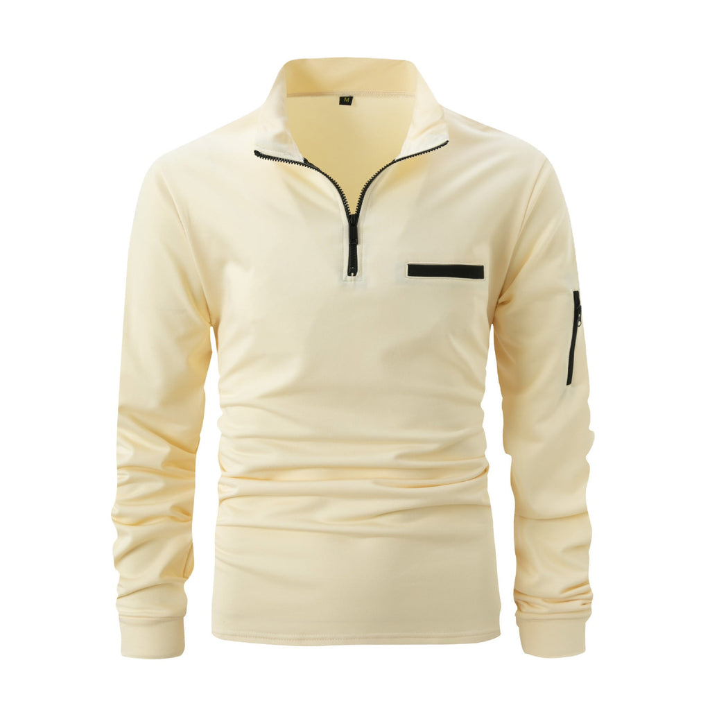 WW | Sport Poloshirt Mit Stehkragen Und Reißverschluss, Langärmlig, Einfarbig