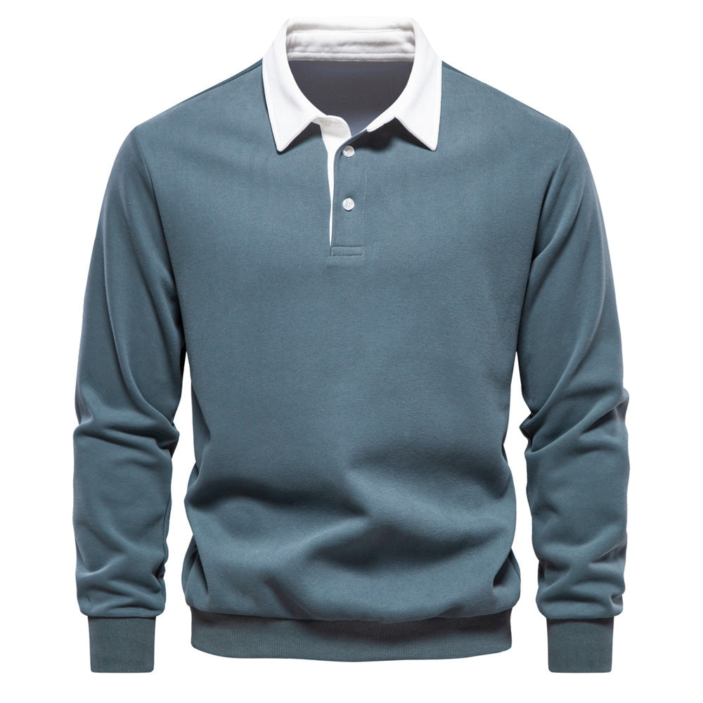 WW | Elegantes Herren Langarm Polo Shirt Mit Klassischem Kragen
