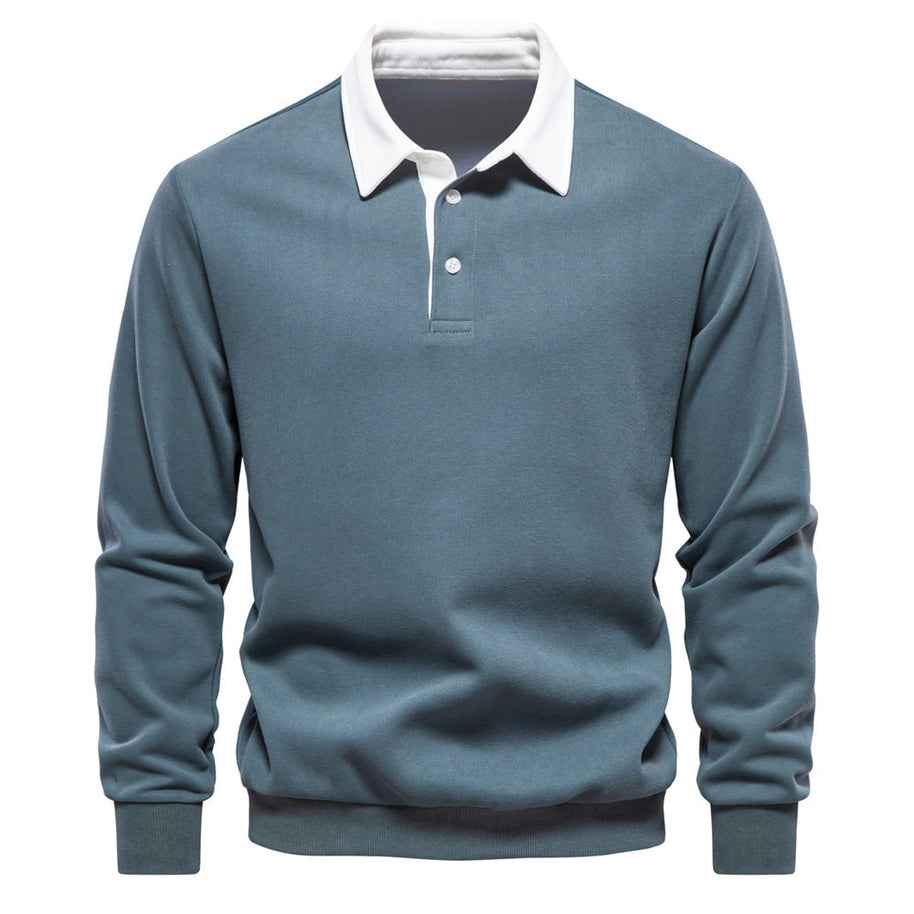 WW | Elegantes Herren Langarm Polo Shirt Mit Klassischem Kragen