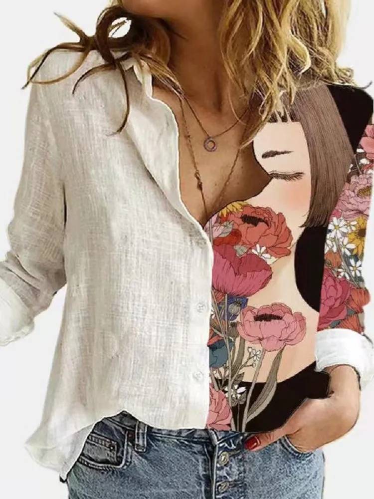 W&W Mode | Baumwoll Leinen Bluse Mit Knopfleiste Für Damen