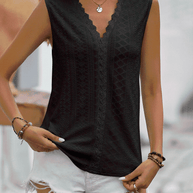 WW | Gespaltene Spitze V-Ausschnitt Ärmelloses Shirt
