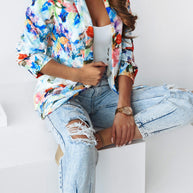 WW | Freie und Echte Florale Revers Freizeitanzug Blazer