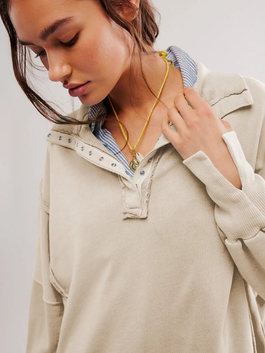 WW - Lässiges Sweatshirt Mit Knöpfen Und Lampenärmeln