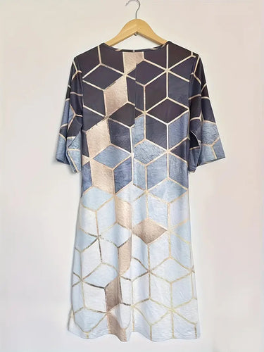 WW | Elegantes Midi-Kleid mit Geometrischen Mustern