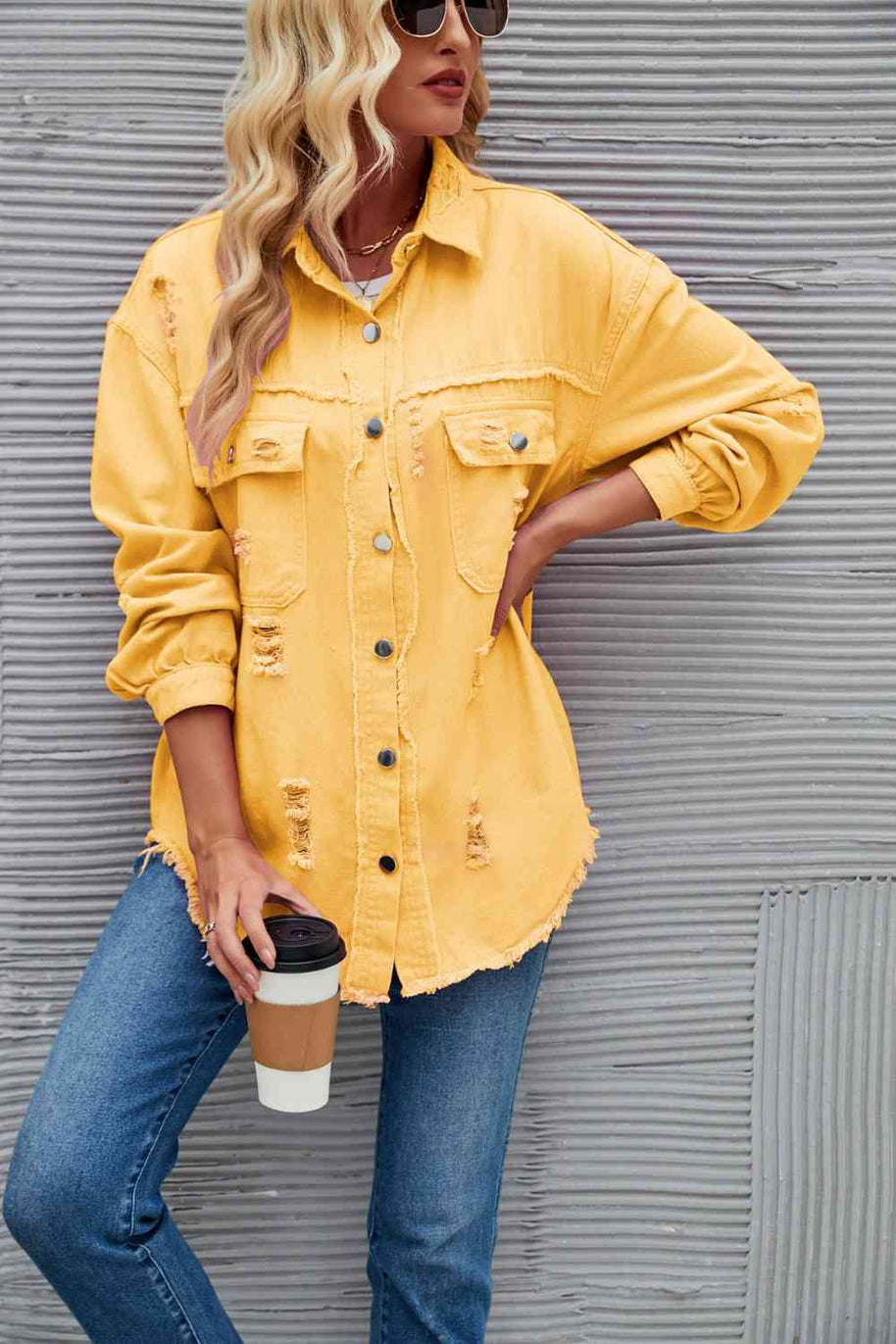 WW | Zerrissene Rohsaum-Denimjacke