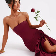 WW | Ärmelloses Maxikleid Mit Schlitz Und Rüschen Für Frauen