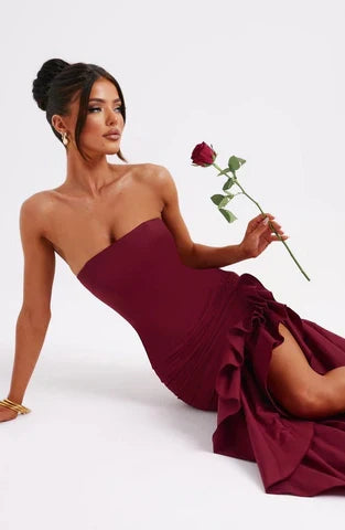 W&W Mode | Ärmelloses Maxikleid Mit Schlitz Und Rüschen Für Frauen