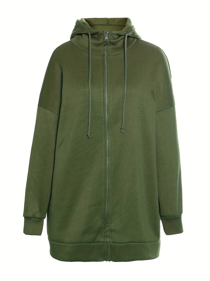 W&W Mode | Comfort - Extrem bequemer langer Zip-Up-Plüsch-Hoodie mit Kapuze für Damen
