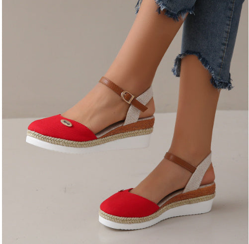 WW | Leichte Plattform Wedge Sandalen Aus Hanfseil