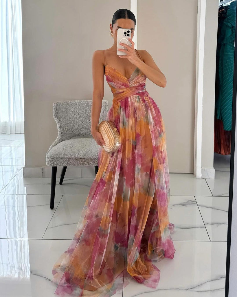 WW | Elegante Maxikleid Im Schönem Blumenmuster