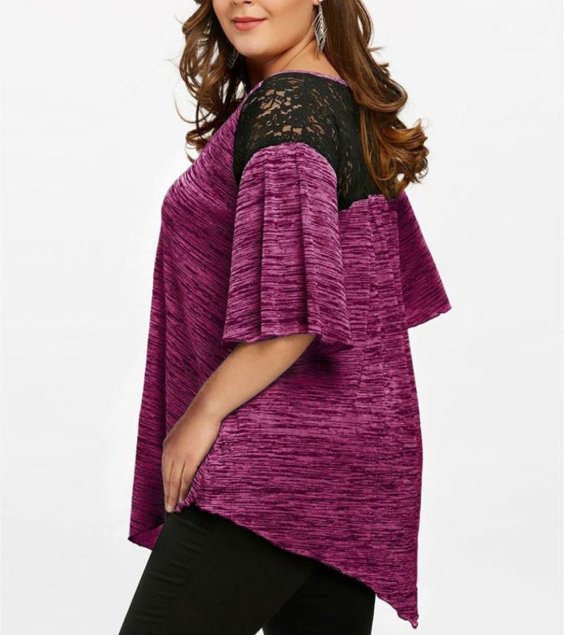 WW | Flare Sleeve Top Asymmetrische Spitzen Tunika