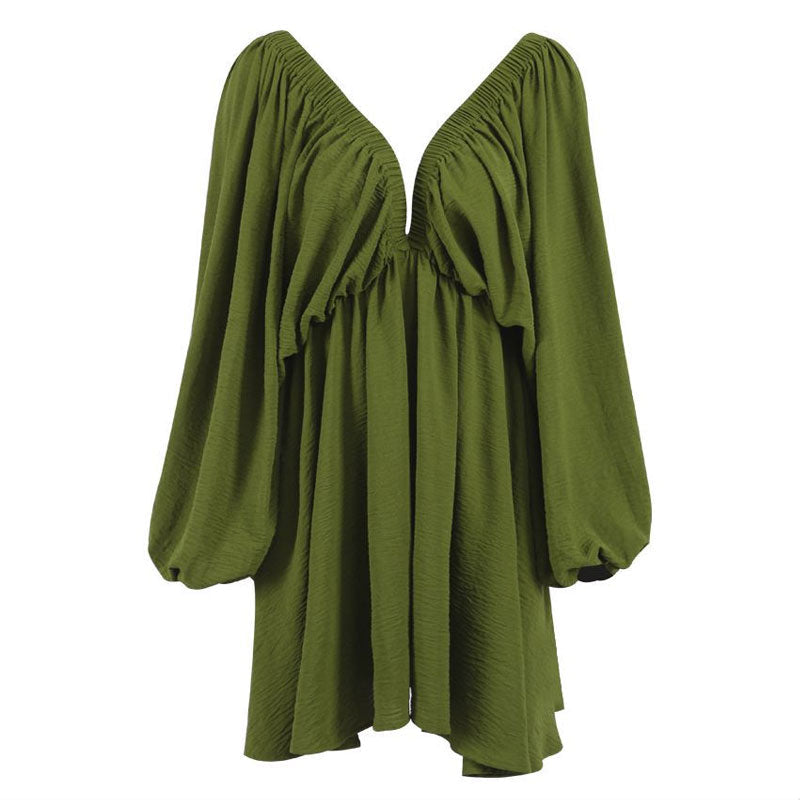WW | Gerafftes Minikleid mit Schmetterlingsärmeln