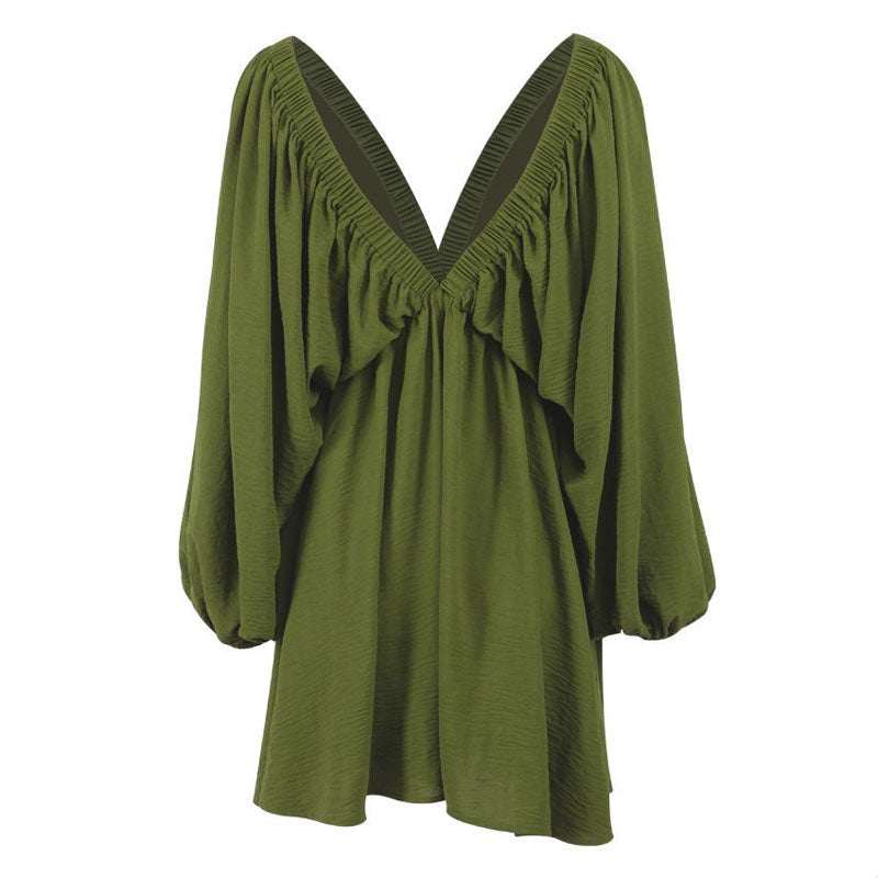WW | Gerafftes Minikleid mit Schmetterlingsärmeln