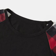 WW | Weihnachtsfamilien-Matching-Pyjamas - Rote und graue karierte Pyjamas mit dem künstlerischen Schriftzug 