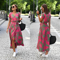 WW Blumenkleid | Modernes Sommerstrandkleid mit kurzen Ärmeln