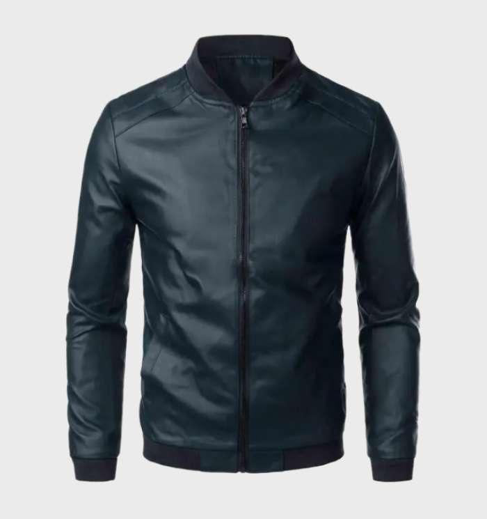 WW | Verschleißfestes Lederjacke Mit Taschen Und Durchgehendem Reißverschluss