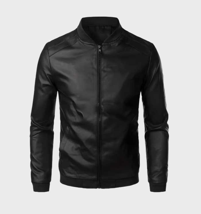 WW | Verschleißfestes Lederjacke Mit Taschen Und Durchgehendem Reißverschluss