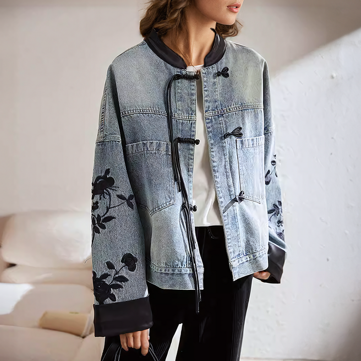 W&W Mode | Vintage-Blumen-Jeansjacke