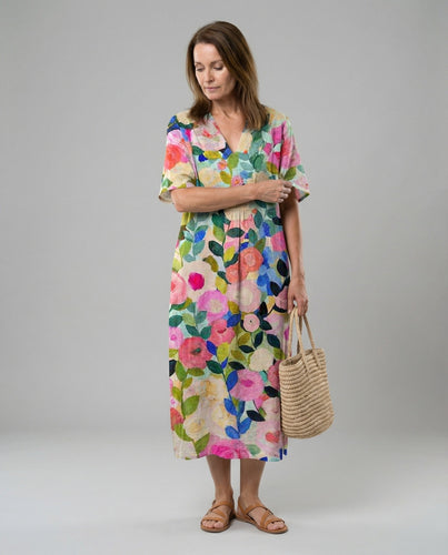 W&W Mode - Damen Sommerkleid mit Kurzen Ärmeln, Locker & Bequem Geschnitten