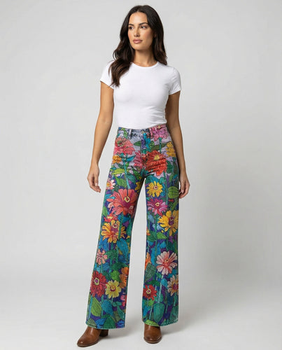 W&W Mode - Modische Jeans, Mit Auffälligem Blumenprint