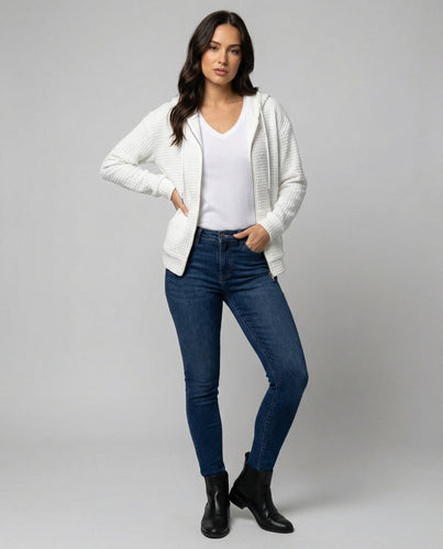 Damen Fleecejacke mit strukturiertem Waffelmuster W&W Mode