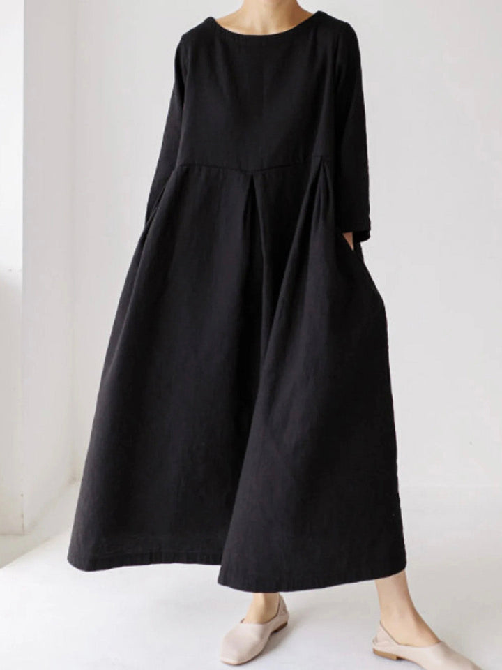 W&W Mode | Lockeres Leinenkleid mit Seitentaschen