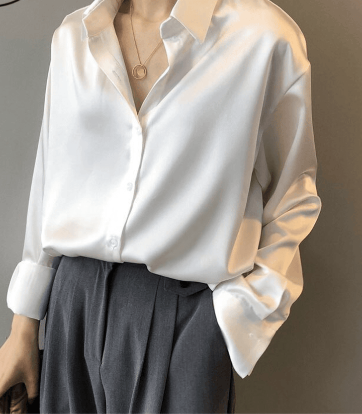 W&W Mode | Knot Satin Seidenbluse für Damen - Stilvolle und luxuriöse Bluse für jeden Anlass