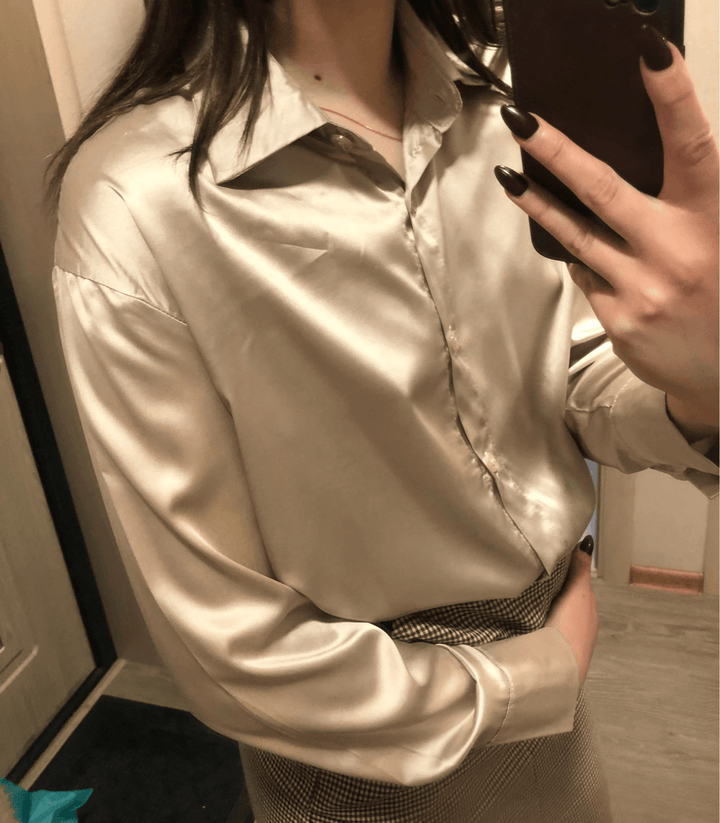 W&W Mode | Knot Satin Seidenbluse für Damen - Stilvolle und luxuriöse Bluse für jeden Anlass