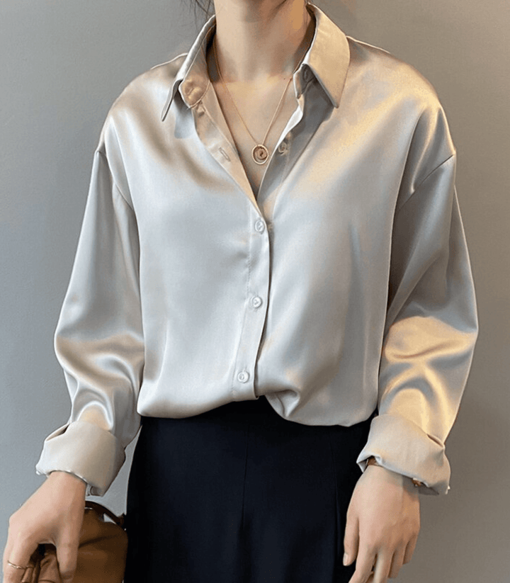 W&W Mode | Knot Satin Seidenbluse für Damen - Stilvolle und luxuriöse Bluse für jeden Anlass