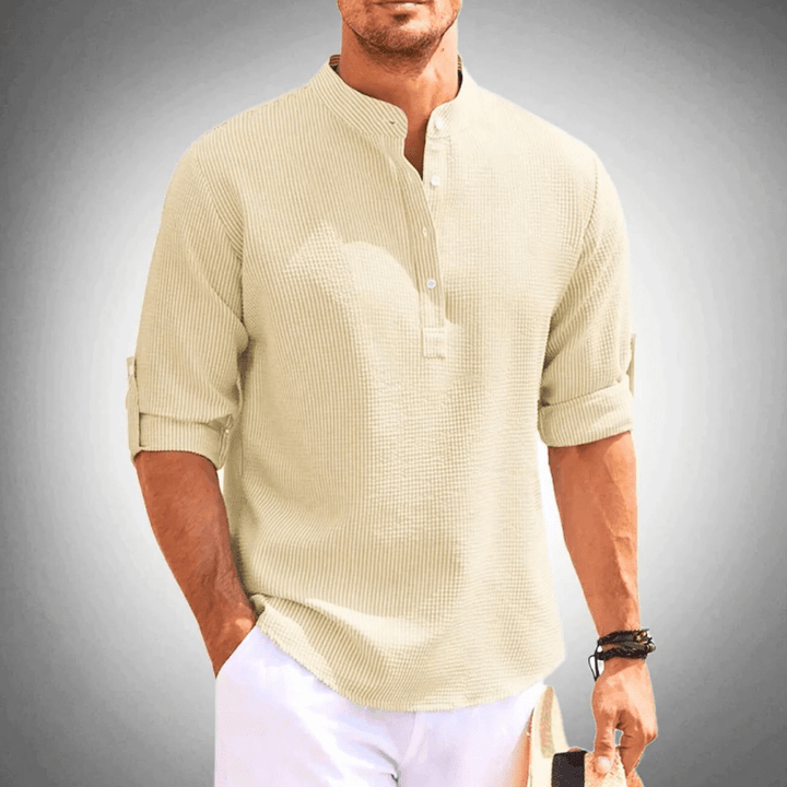 W&W Mode | Trendy Herrenhemd Mit Halber Kragen Lässiges Outfit