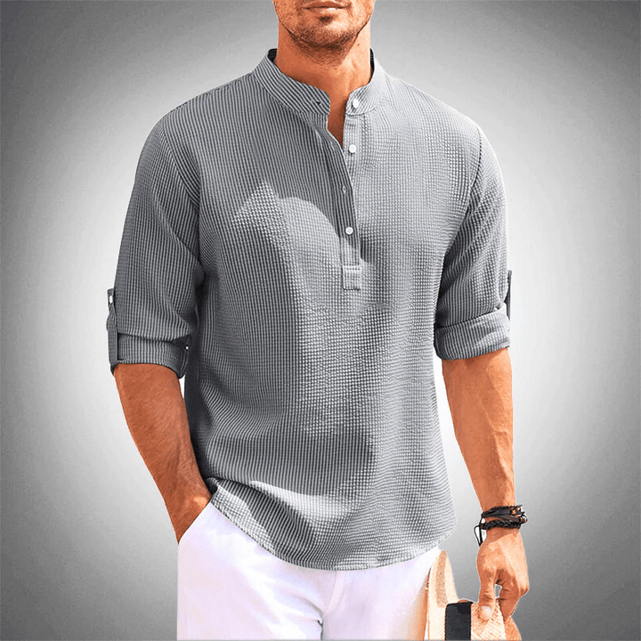 W&W Mode | Trendy Herrenhemd Mit Halber Kragen Lässiges Outfit