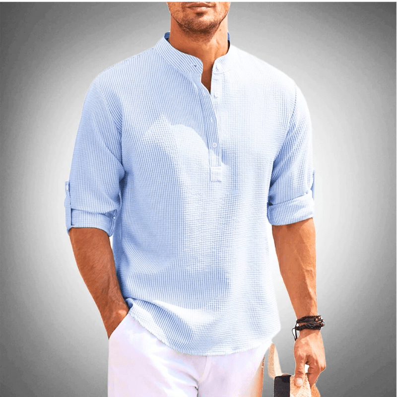 W&W Mode | Trendy Herrenhemd Mit Halber Kragen Lässiges Outfit