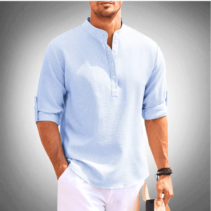 W&W Mode | Trendy Herrenhemd Mit Halber Kragen Lässiges Outfit