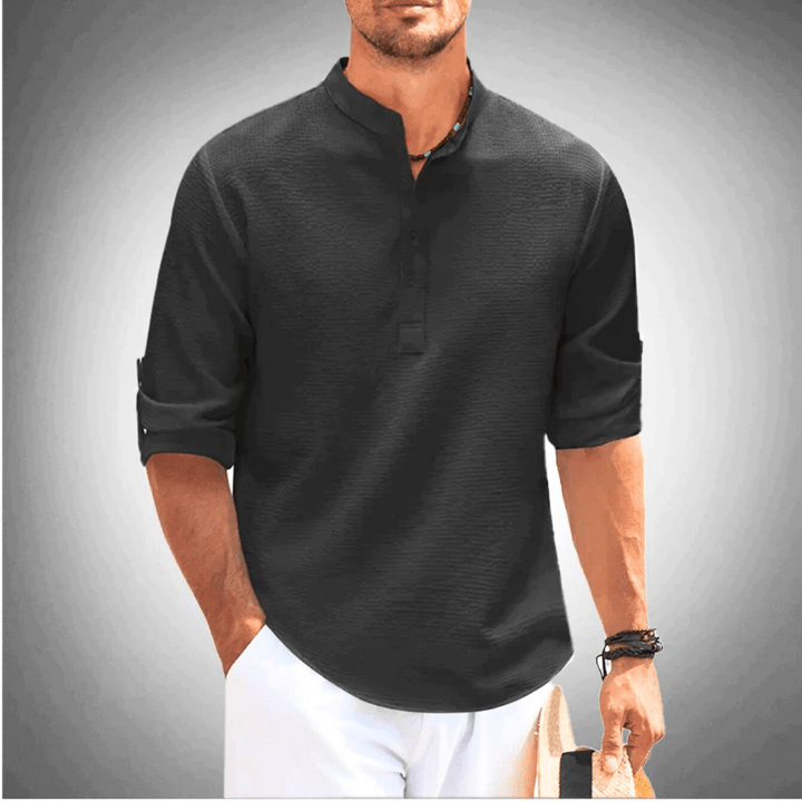 W&W Mode | Trendy Herrenhemd Mit Halber Kragen Lässiges Outfit