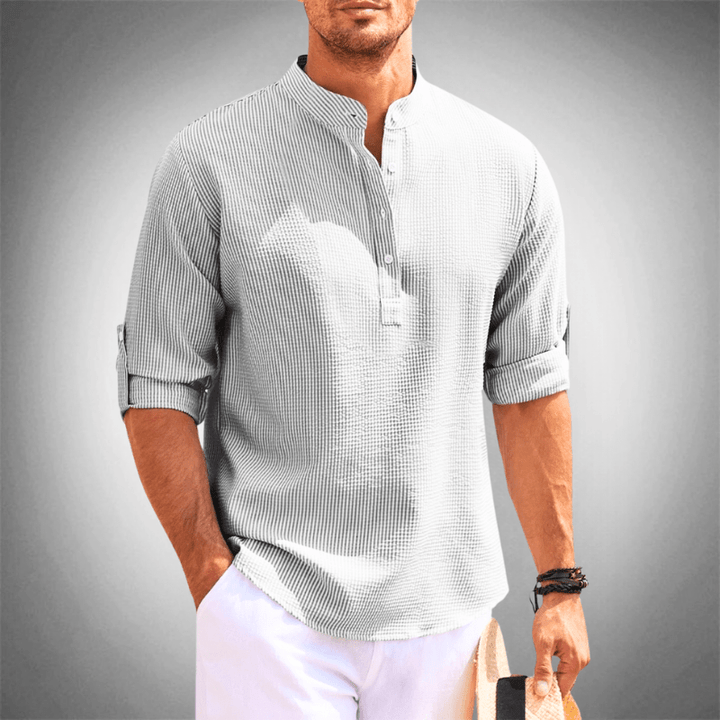 W&W Mode | Trendy Herrenhemd Mit Halber Kragen Lässiges Outfit