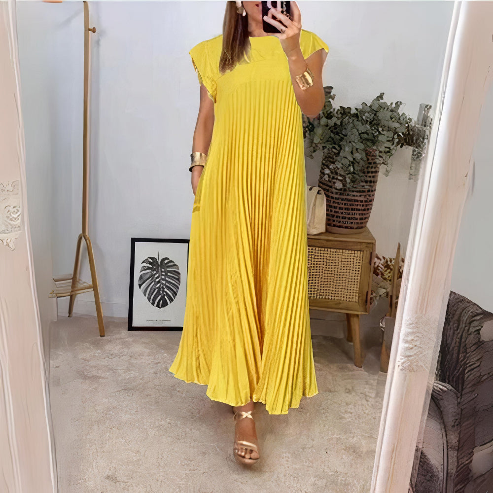 WW | Schicke Plissierte Sommerkleid Mit Einer Schmeichelhaften Passform