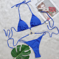 WW | Glitzer Crystal String Tanga Slide Dreiecke Brasilianisch Zwei Stück Bikini Badeanzug