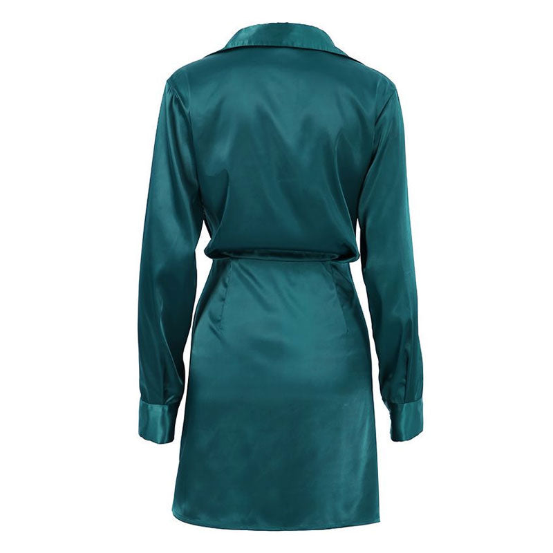WW | Satin-Minikleid mit V-Ausschnitt und Raffung